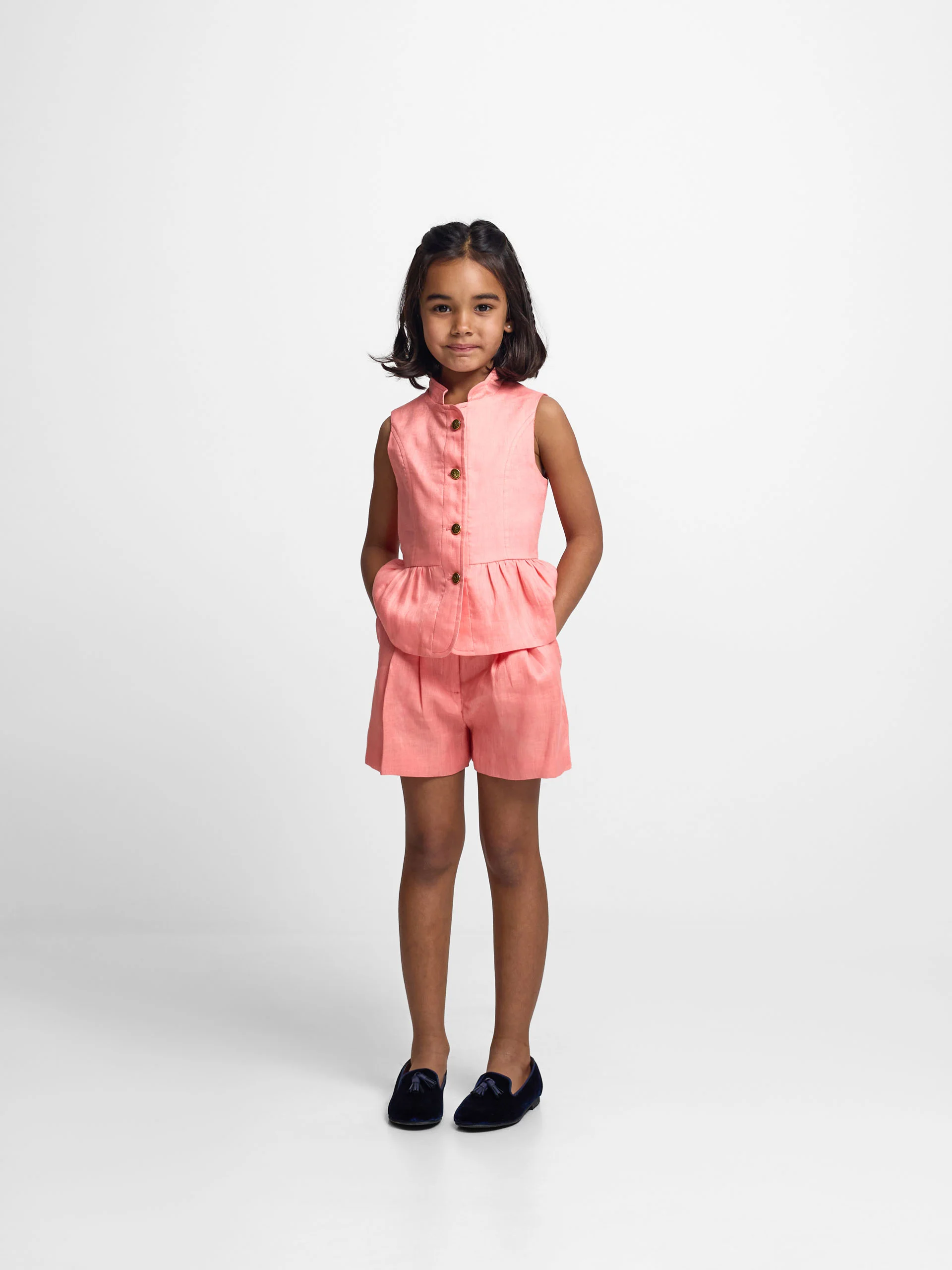 Top girl lino botones coral - Image 5