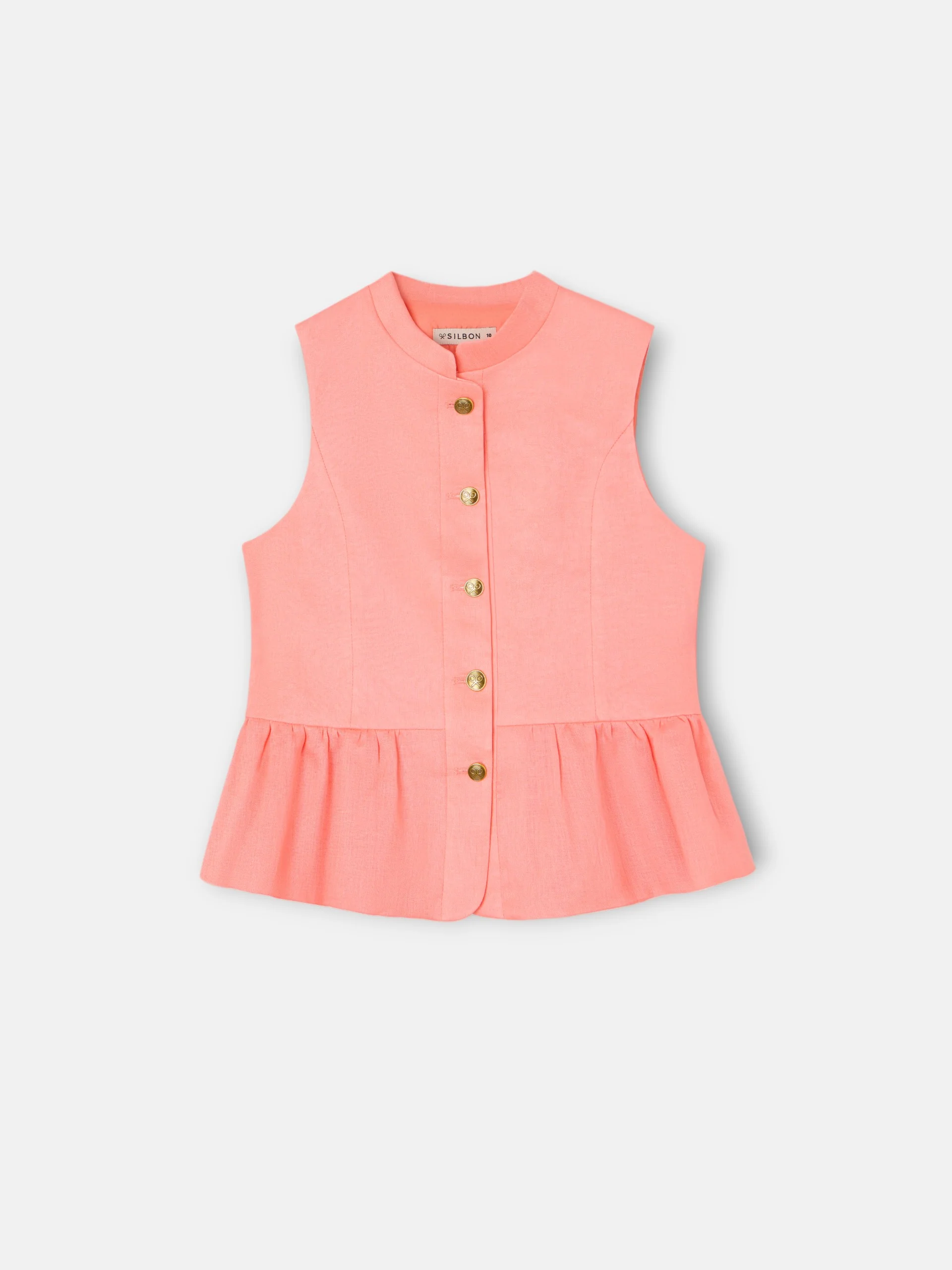 Top girl lino botones coral - Image 8