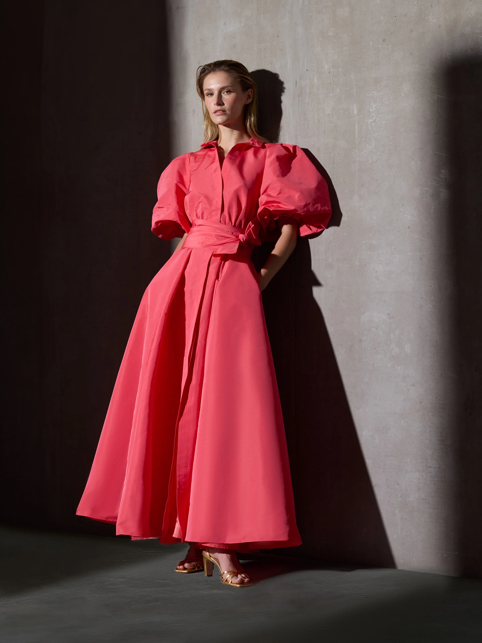 Vestido CaprileXSilbon camisero tafeta rojo - Image 3