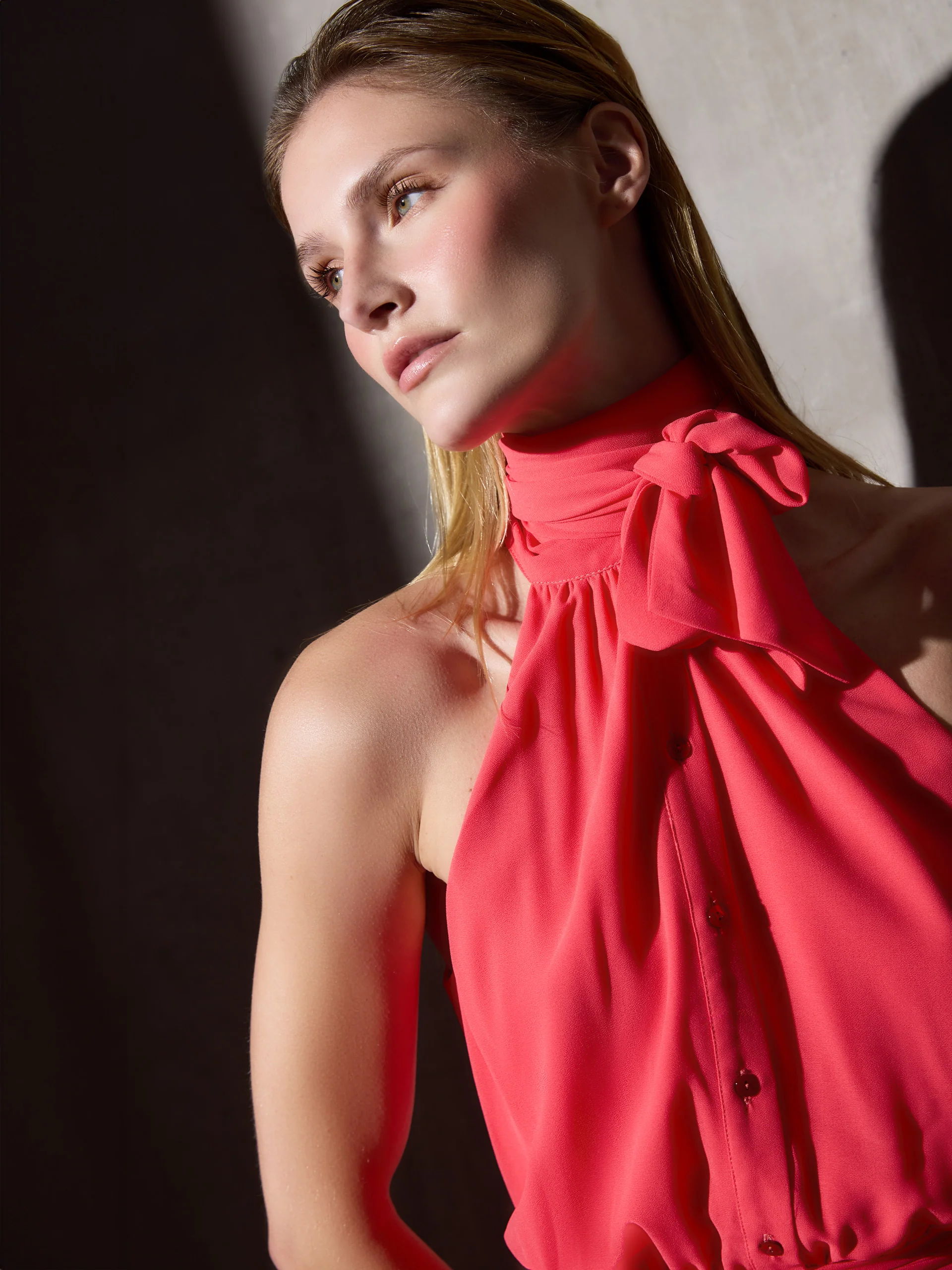 Vestido CaprileXSilbon plisado lazo coral - Image 3
