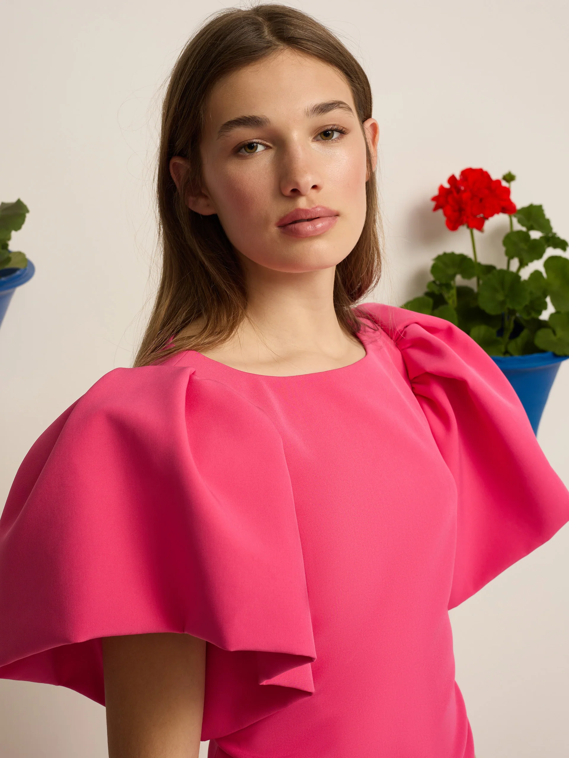 Vestido event collection midi manga abullonada rosa - Image 4