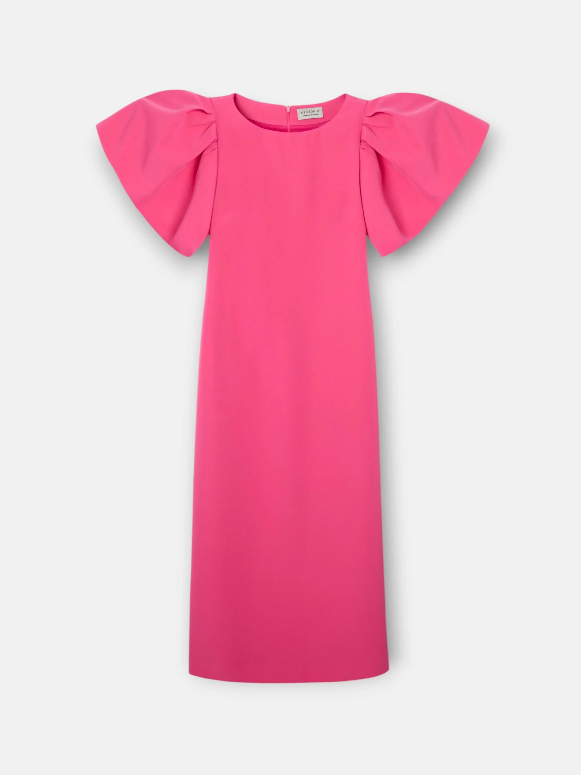 Vestido event collection midi manga abullonada rosa - Image 9
