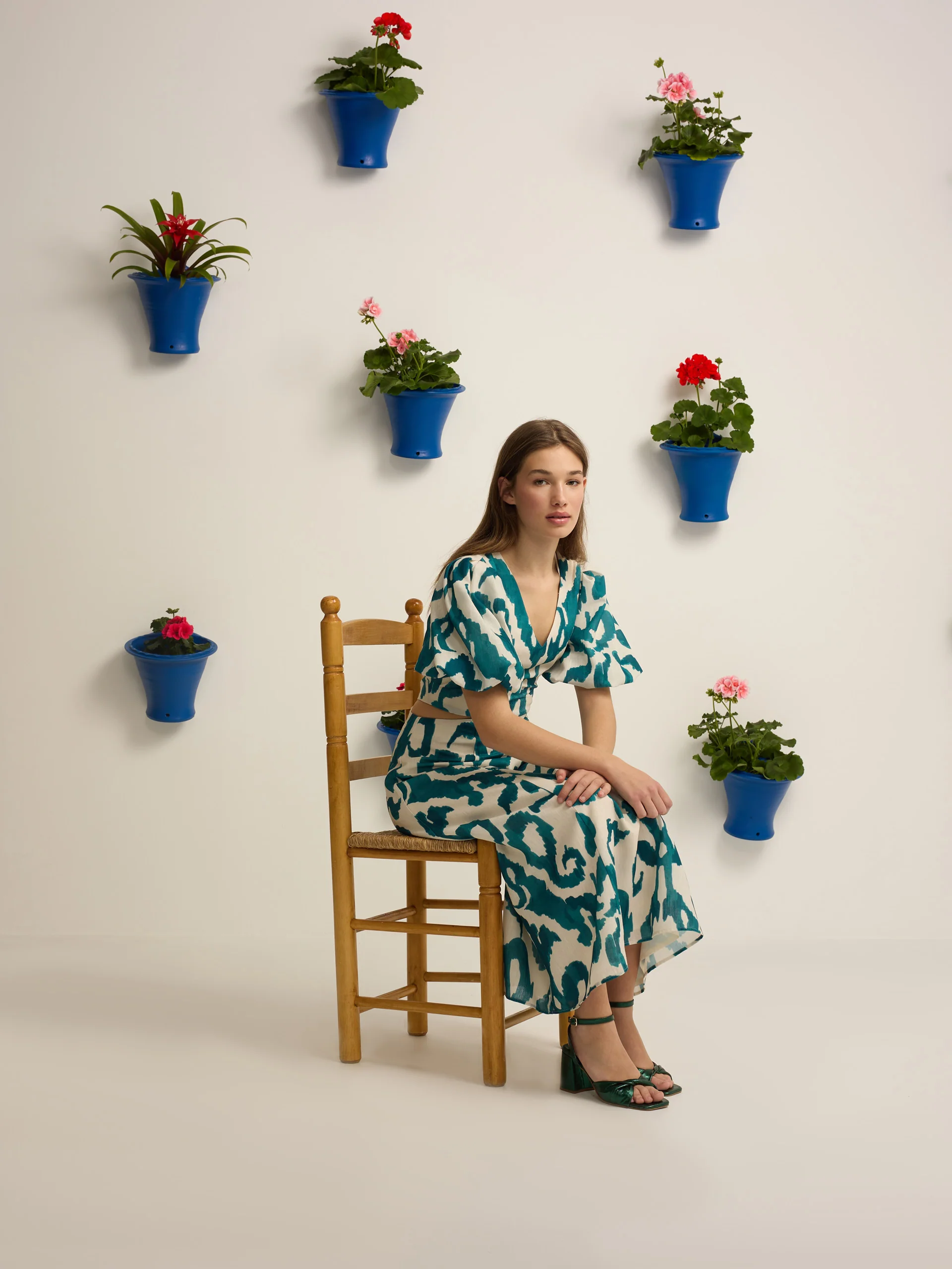 Vestido event collection cut out estampado verde - Image 4