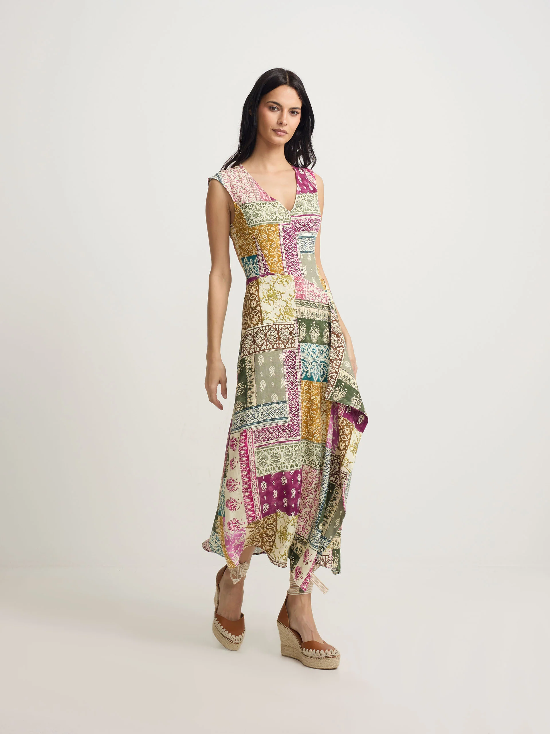 Vestido midi estampado patchwork colores - Image 3