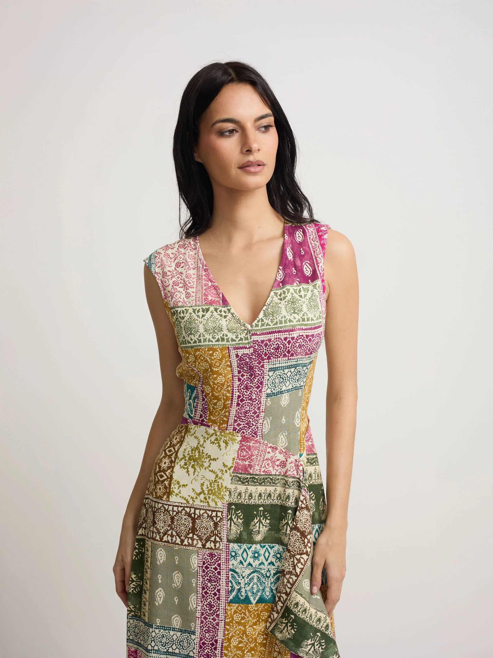 Vestido midi estampado patchwork colores - Image 4