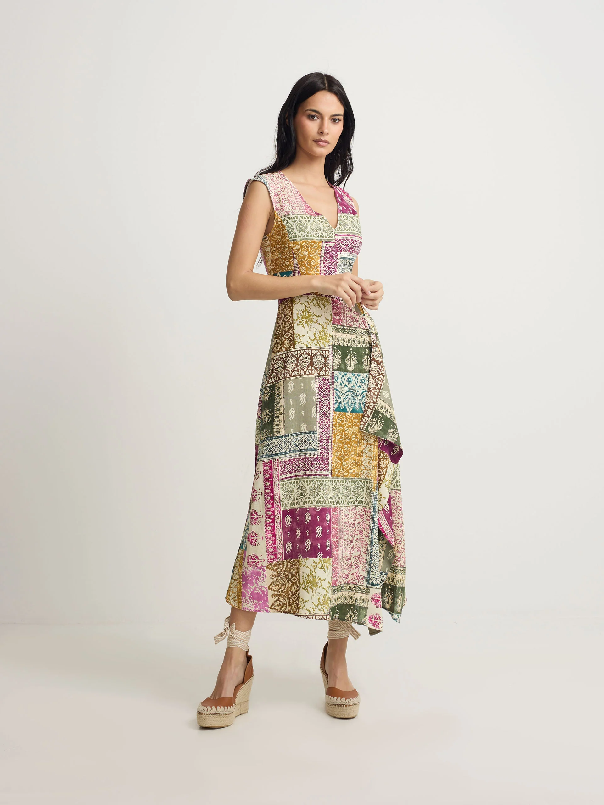 Vestido midi estampado patchwork colores - Image 5