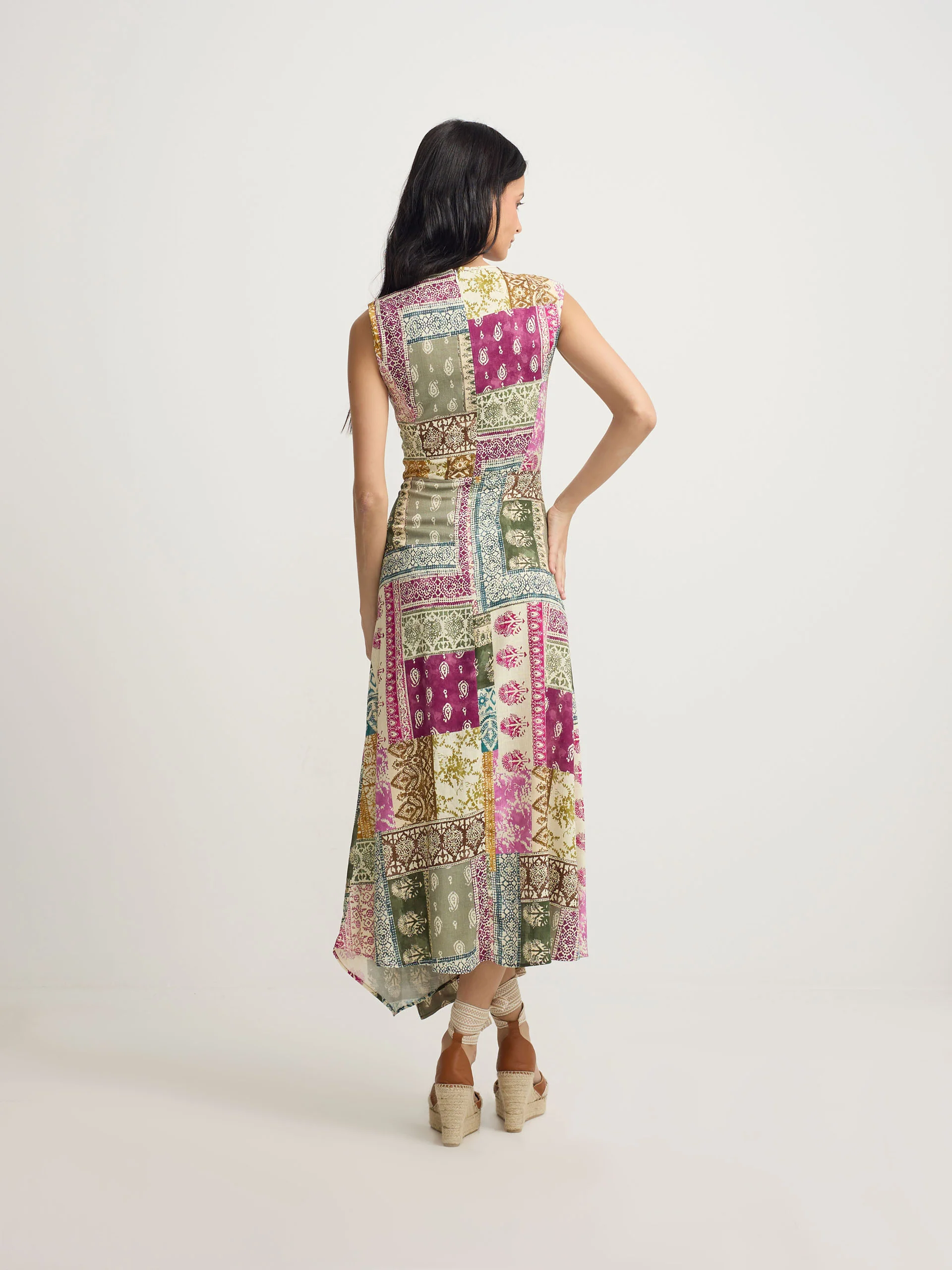 Vestido midi estampado patchwork colores - Image 6