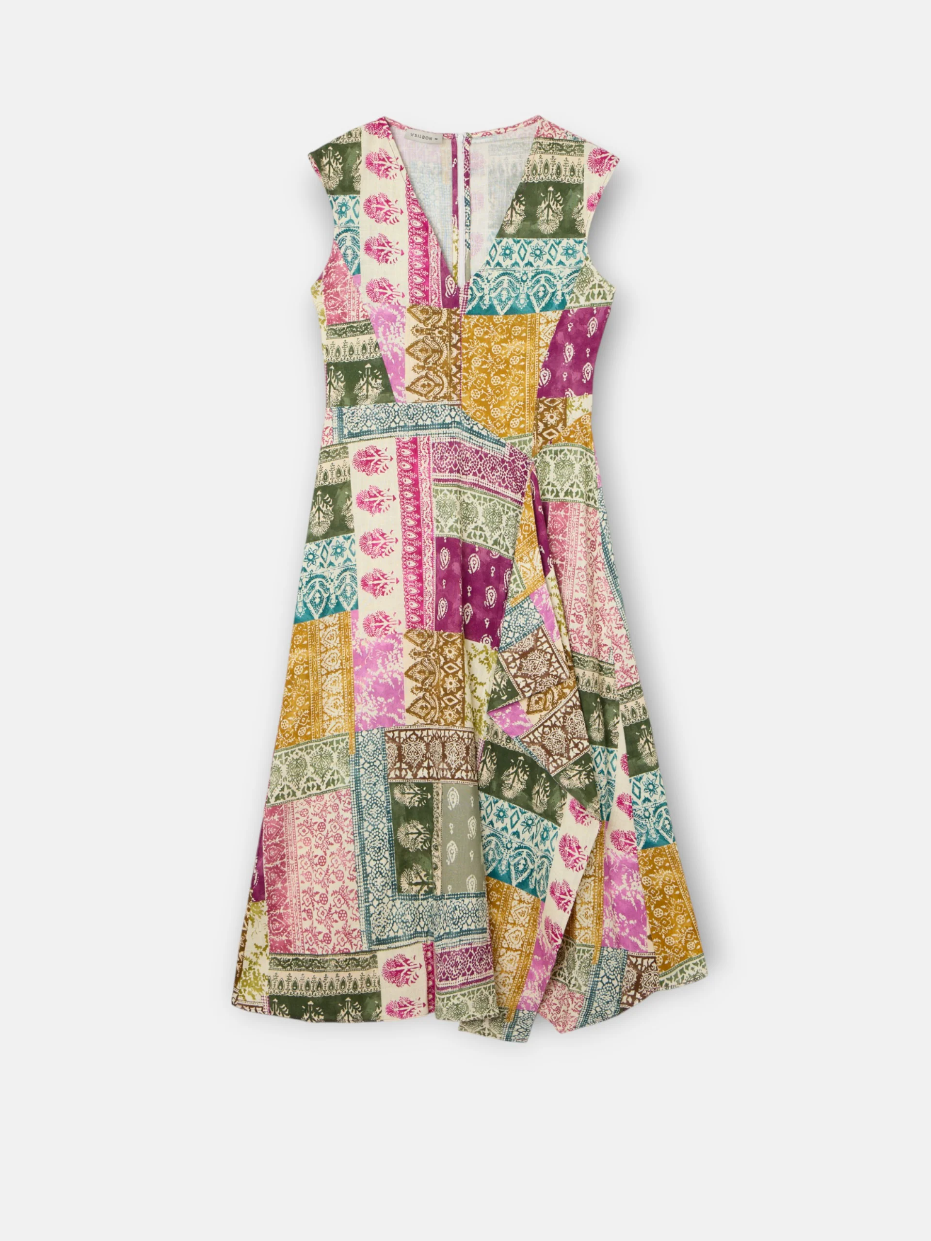 Vestido midi estampado patchwork colores - Image 7