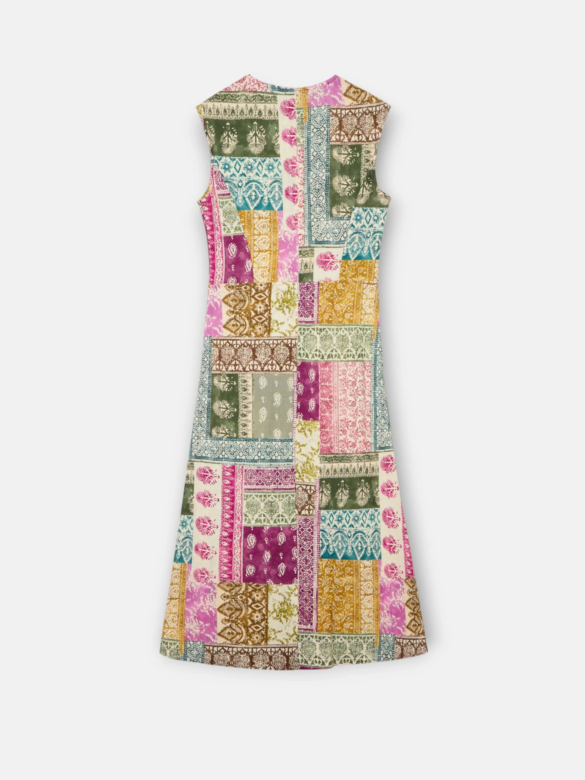 Vestido midi estampado patchwork colores - Image 9