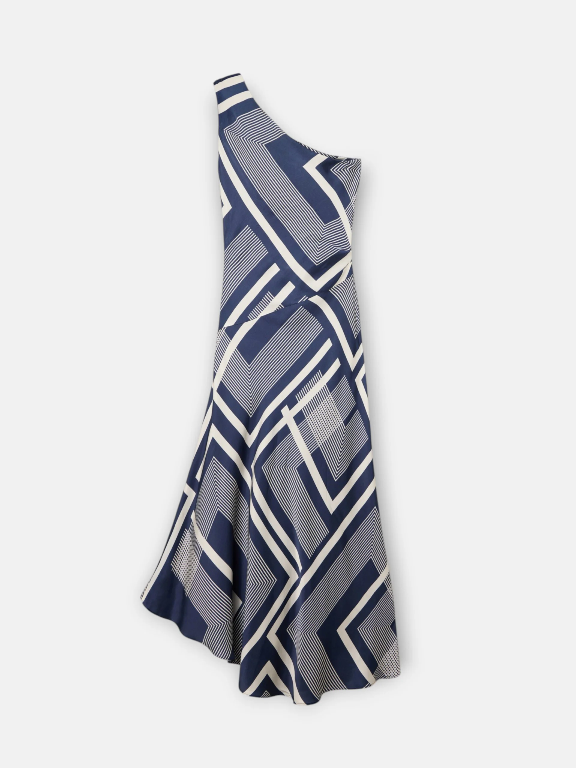 Vestido midi unique asimetrico estampado azul - Image 8