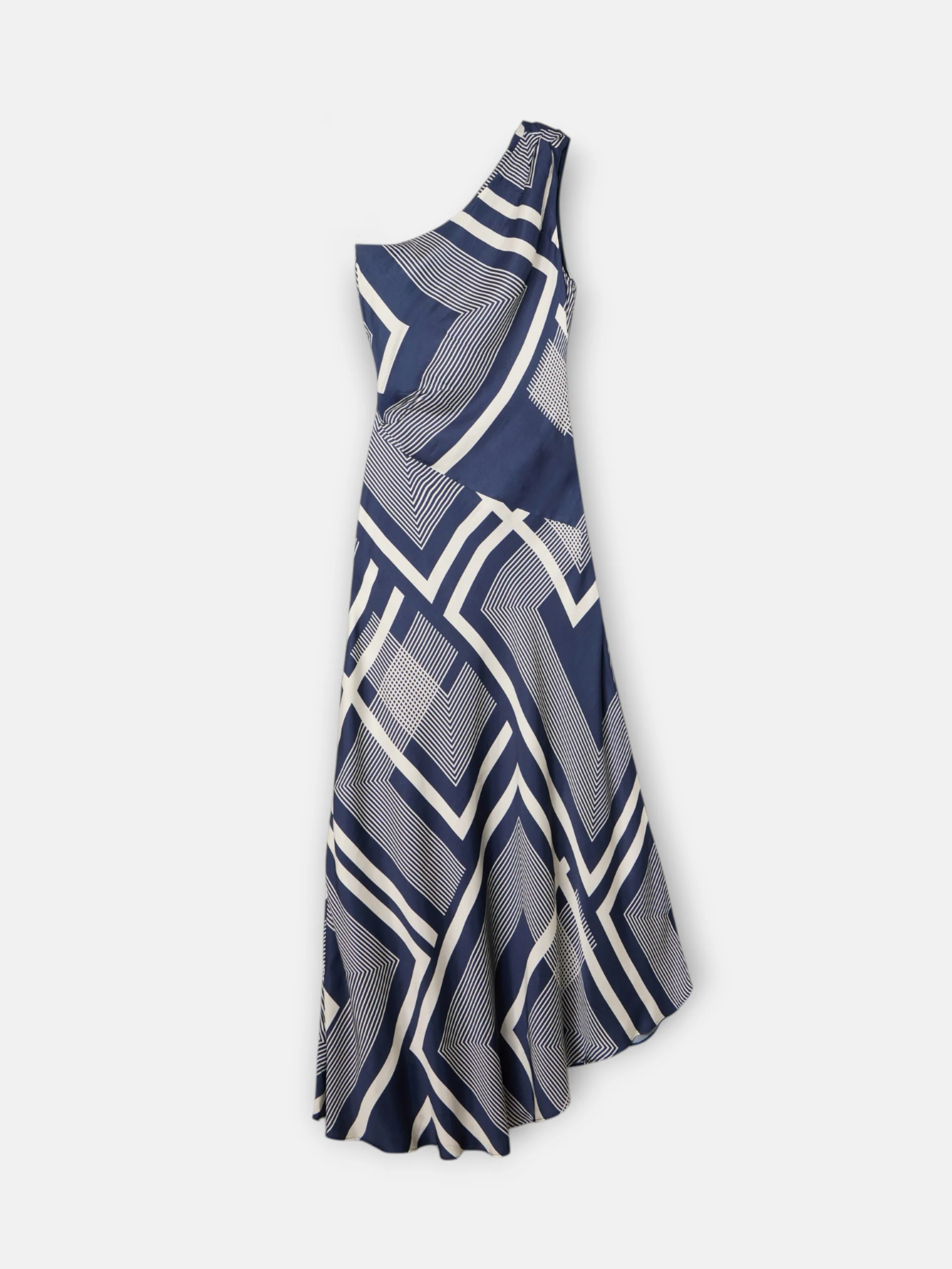 Vestido midi unique asimetrico estampado azul - Image 9