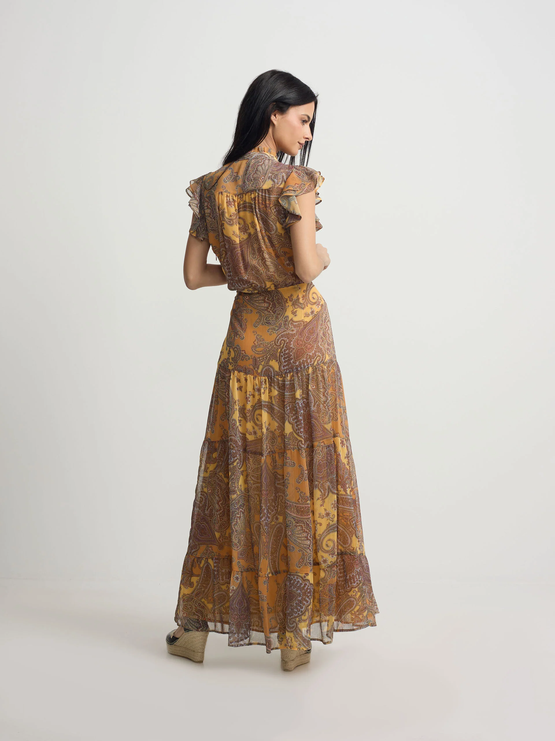 Vestido midi vuelo estampado naranjas - Image 5