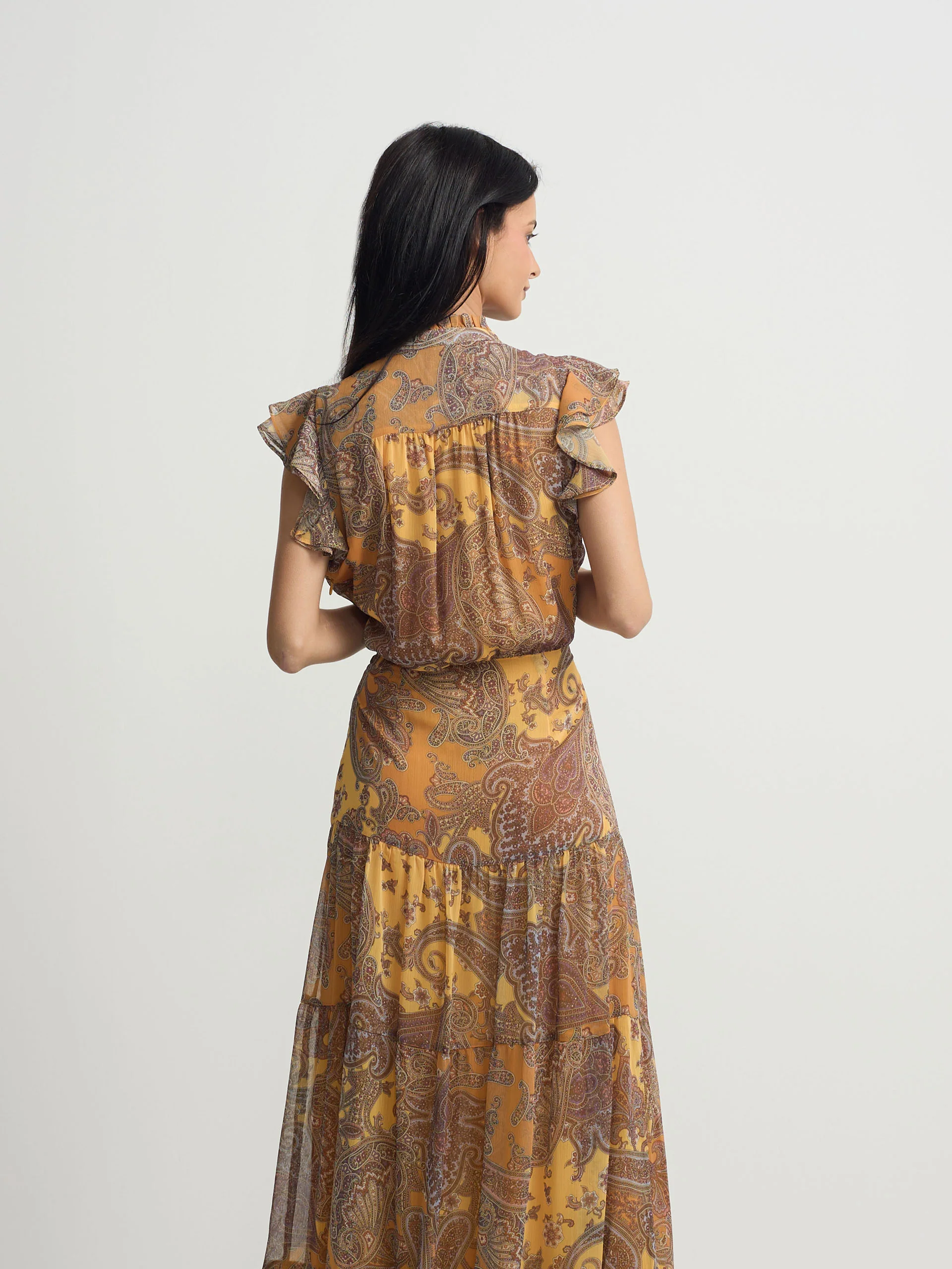 Vestido midi vuelo estampado naranjas - Image 8
