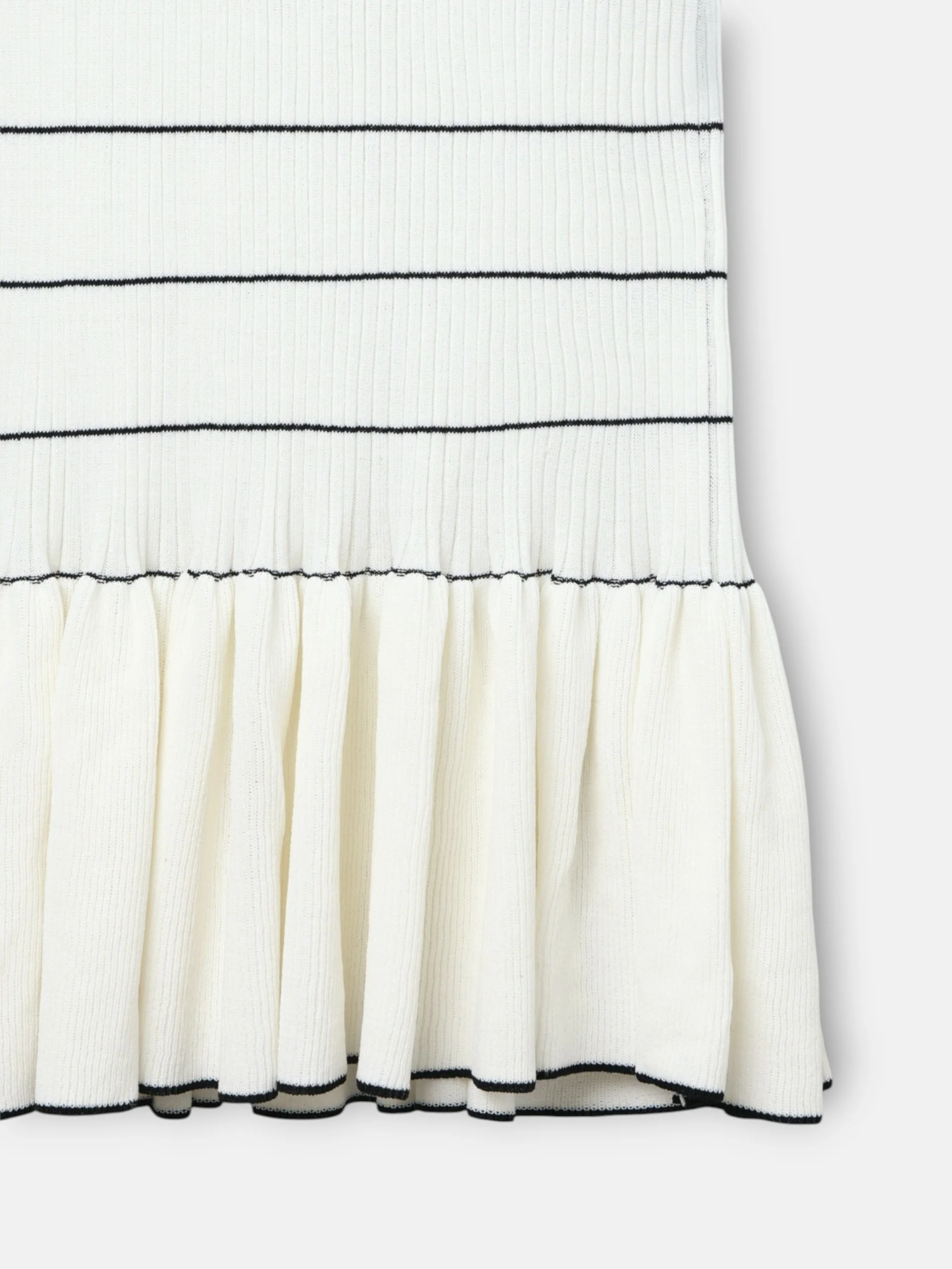 Vestido punto largo manga larga rayas crudo y negro - Image 2